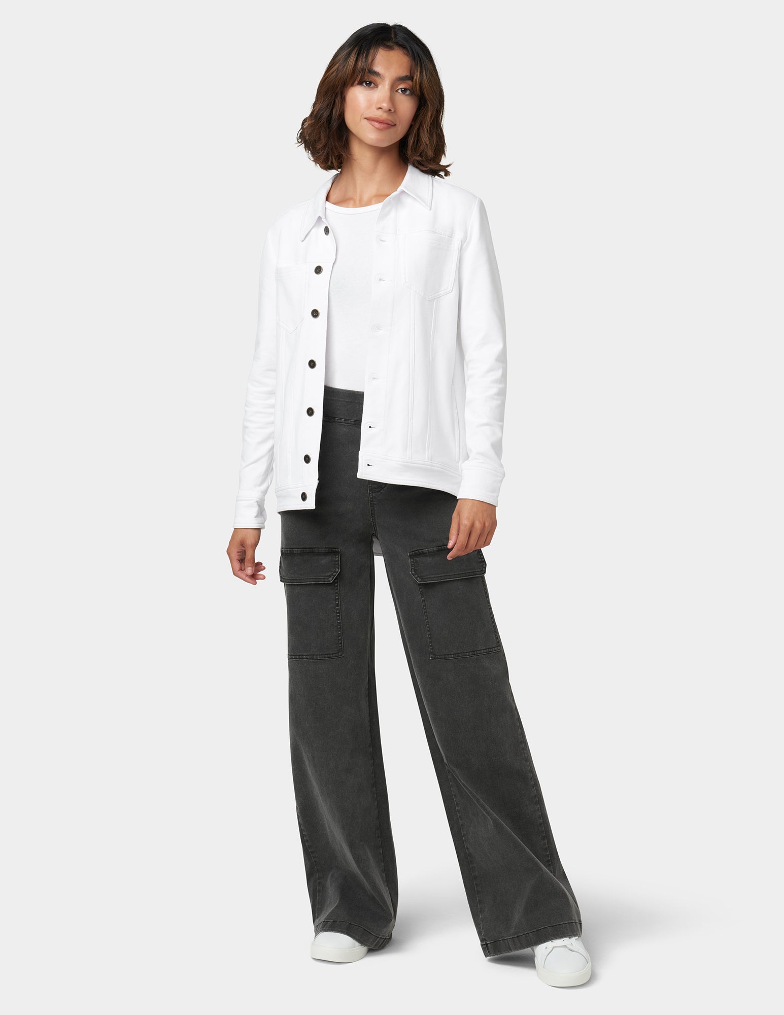 パンツ C/N WASHER CURVED FLARE WIDE CARGO No Boundaries Mineral Wash Cargo Flare Pants, 31'' Inseam