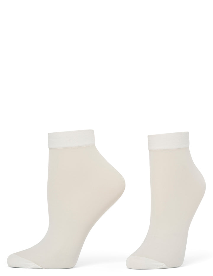 Two white ankle socks on a white background