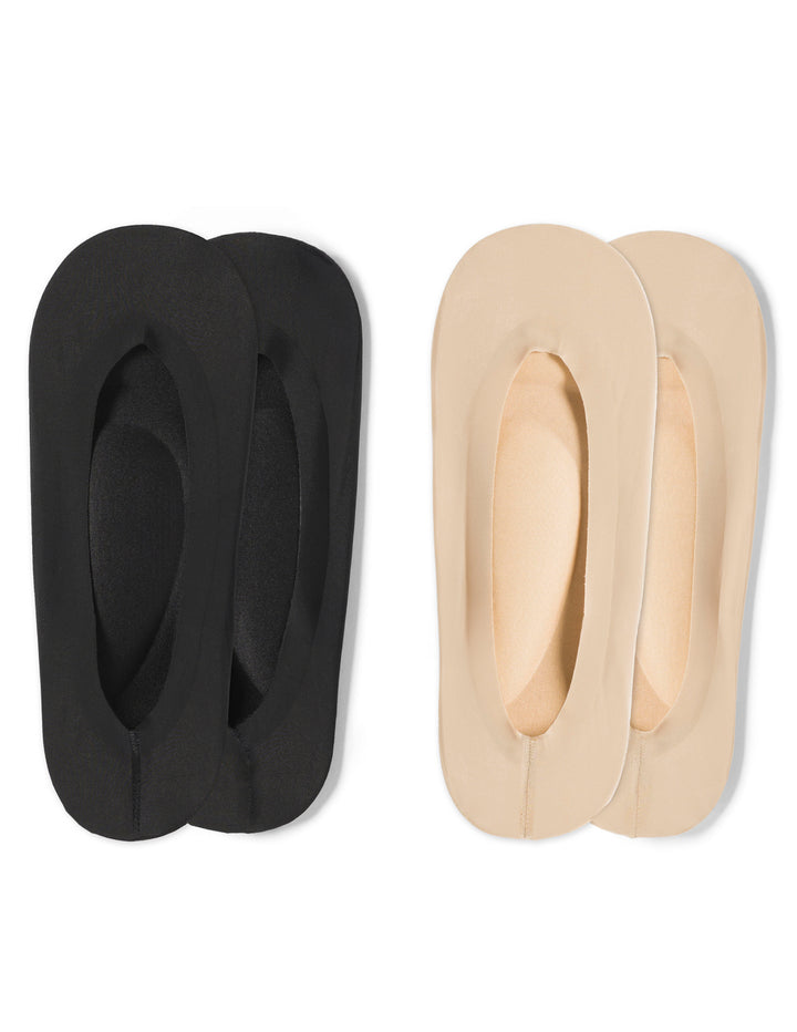 Flat lay  view of archease cushioned insole liner 2 pack in black and natural