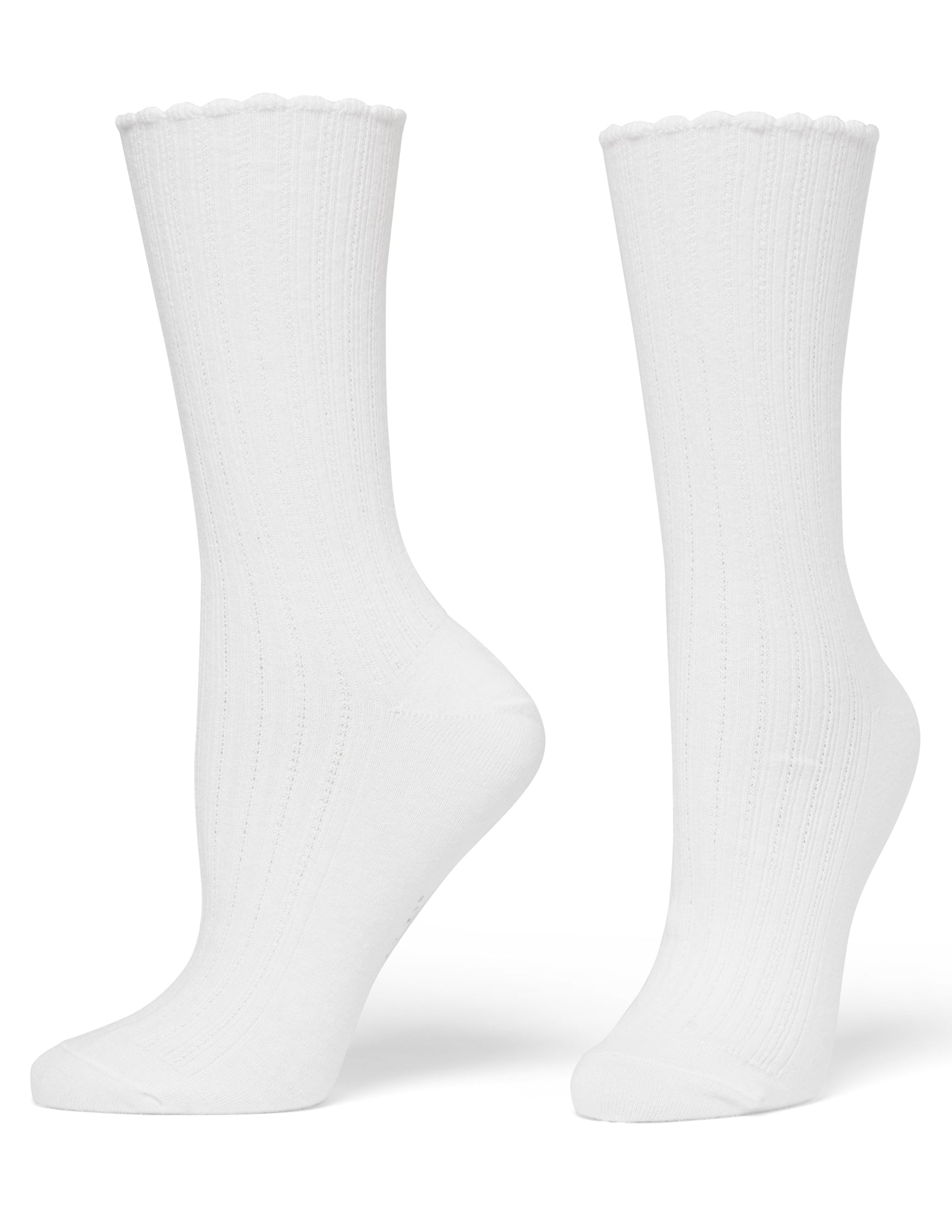 Scalloped Edge Pointelle Crew Socks