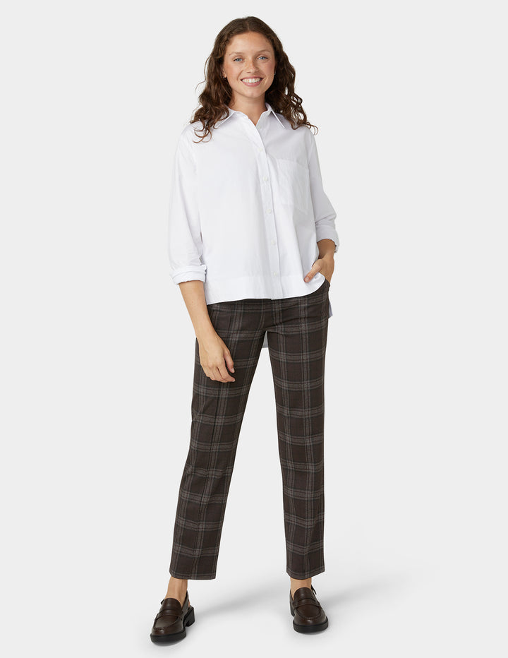 Plaid Natural Rise Pull-On Trouser