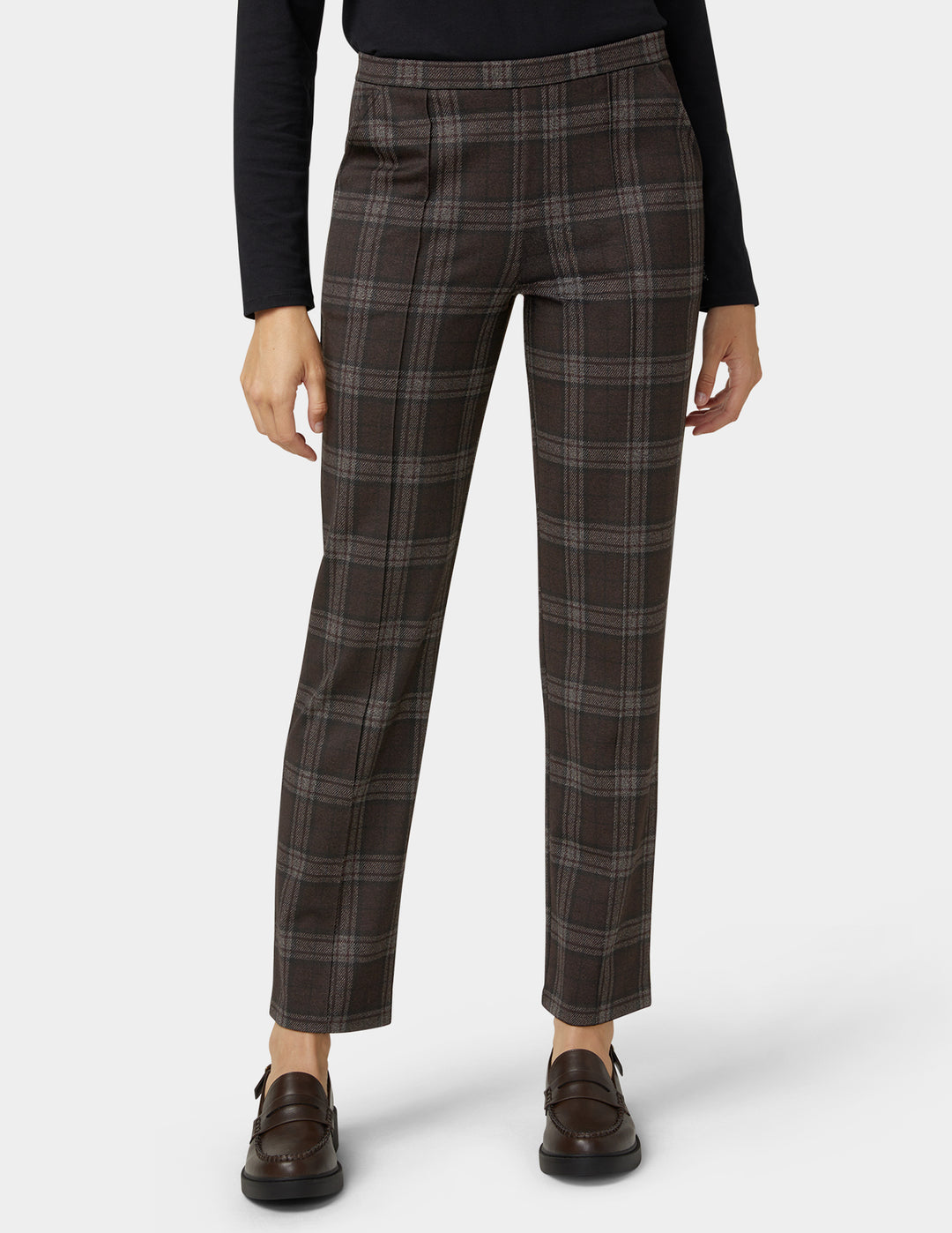 Plaid Natural Rise Pull-On Trouser