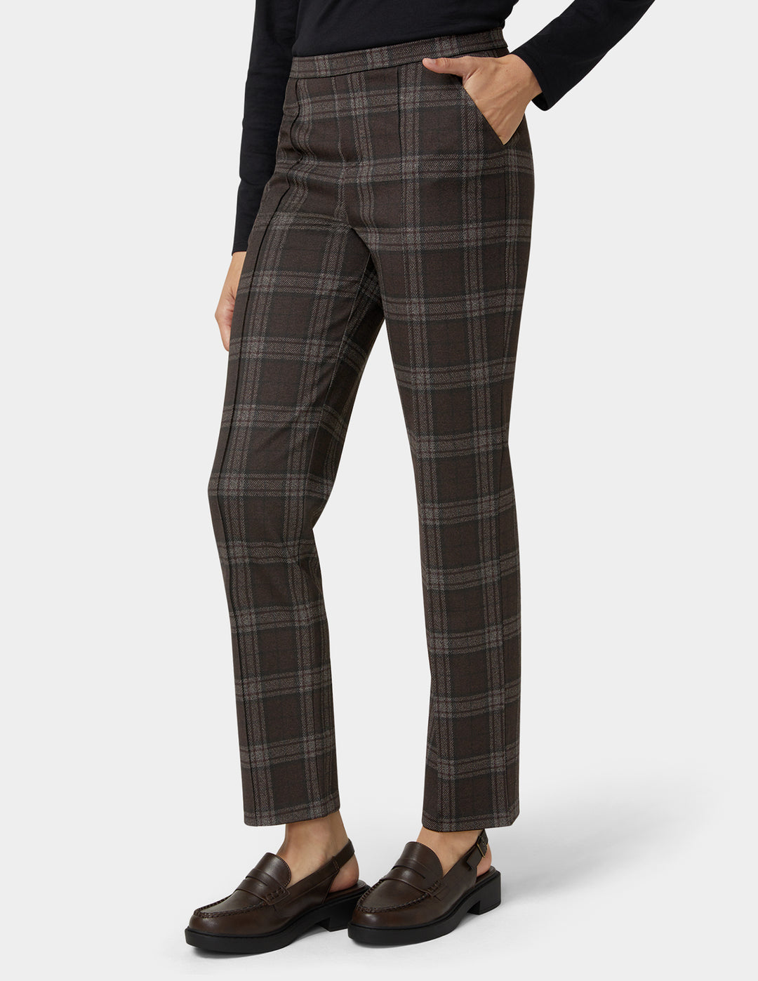 Plaid Natural Rise Pull-On Trouser