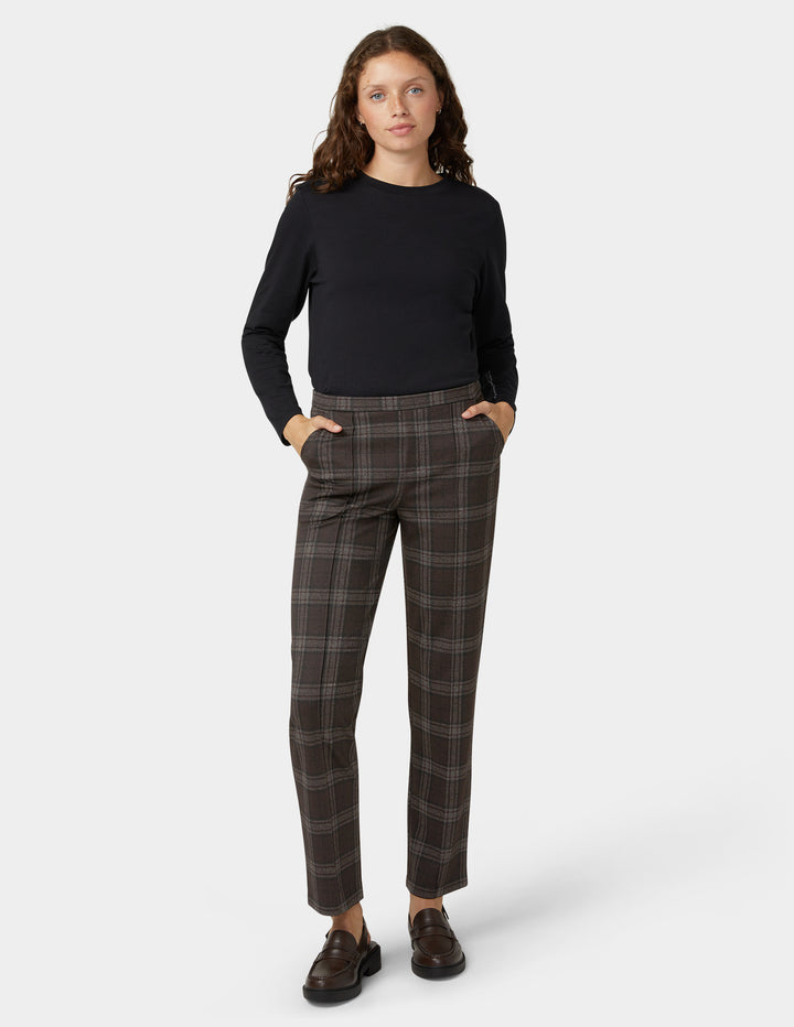 Plaid Natural Rise Pull-On Trouser