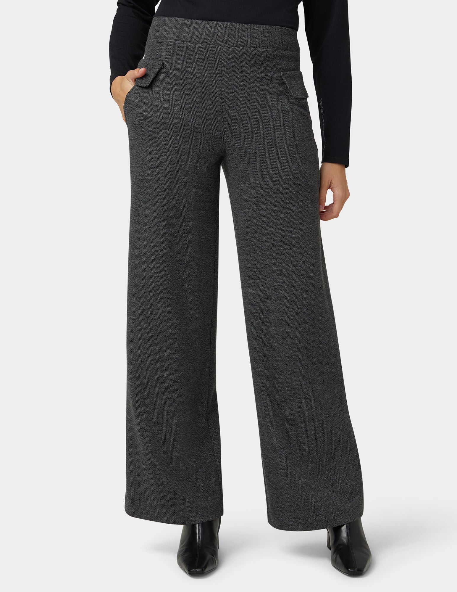 Herringbone Wide Leg Pant – HUE