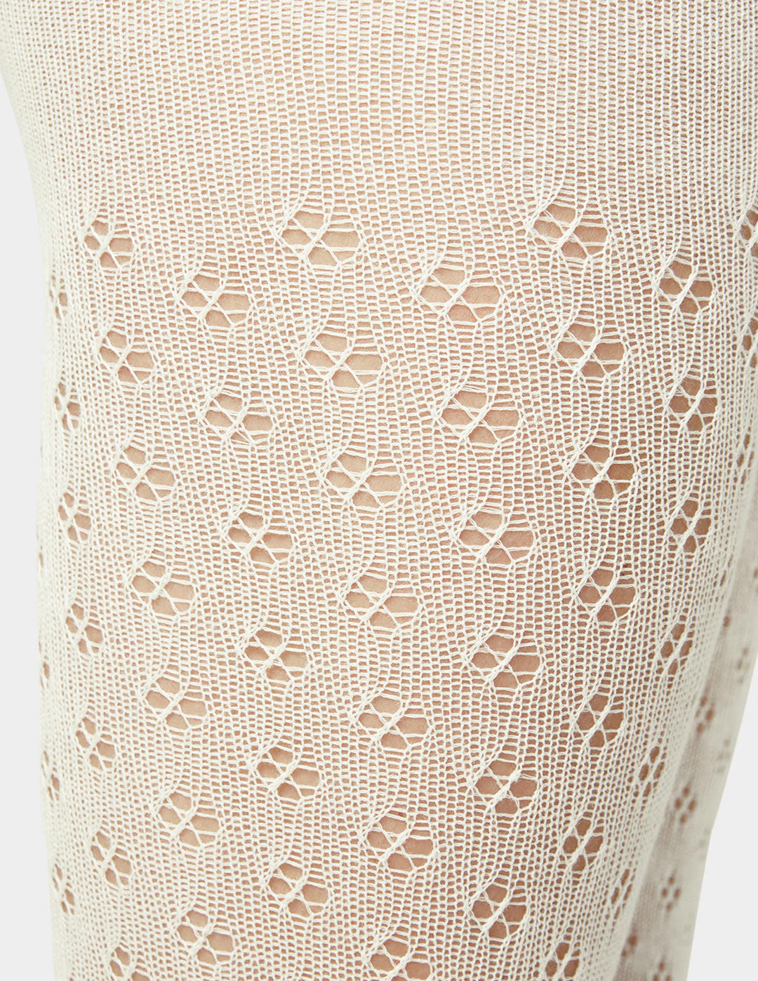 Ivory Pointelle Diamond Sweater tight detail shot