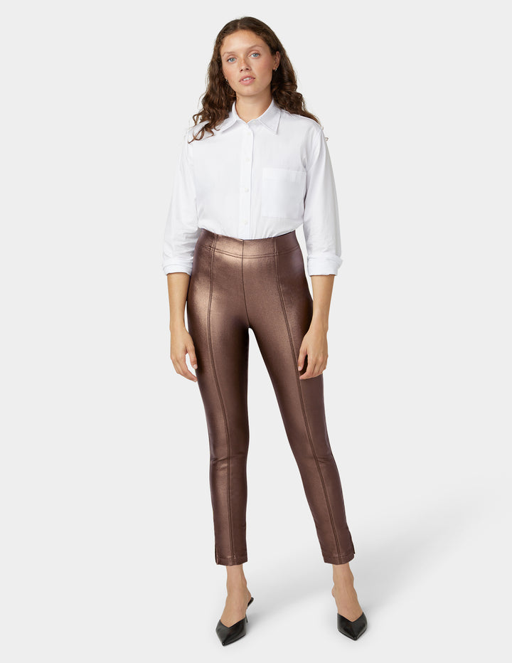Coated Hi-Rise Cigarette Pant