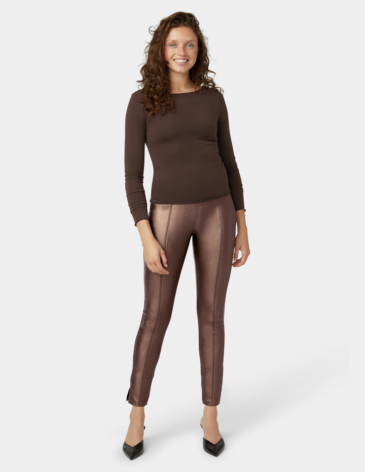 Coated Hi-Rise Cigarette Pant