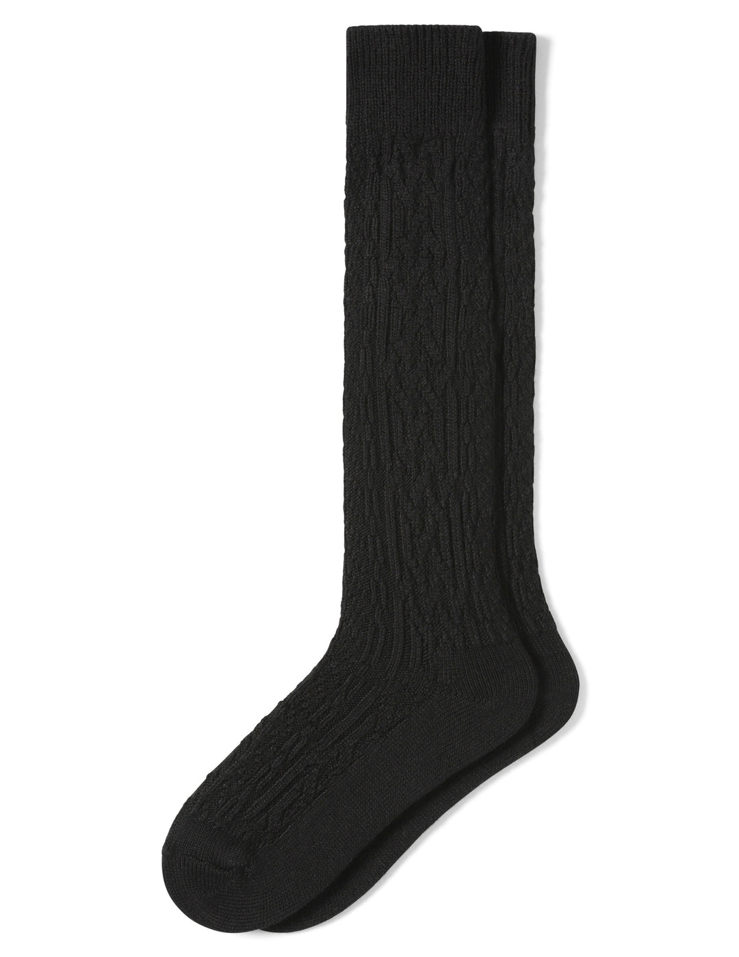 Black knee-high sock on a white background