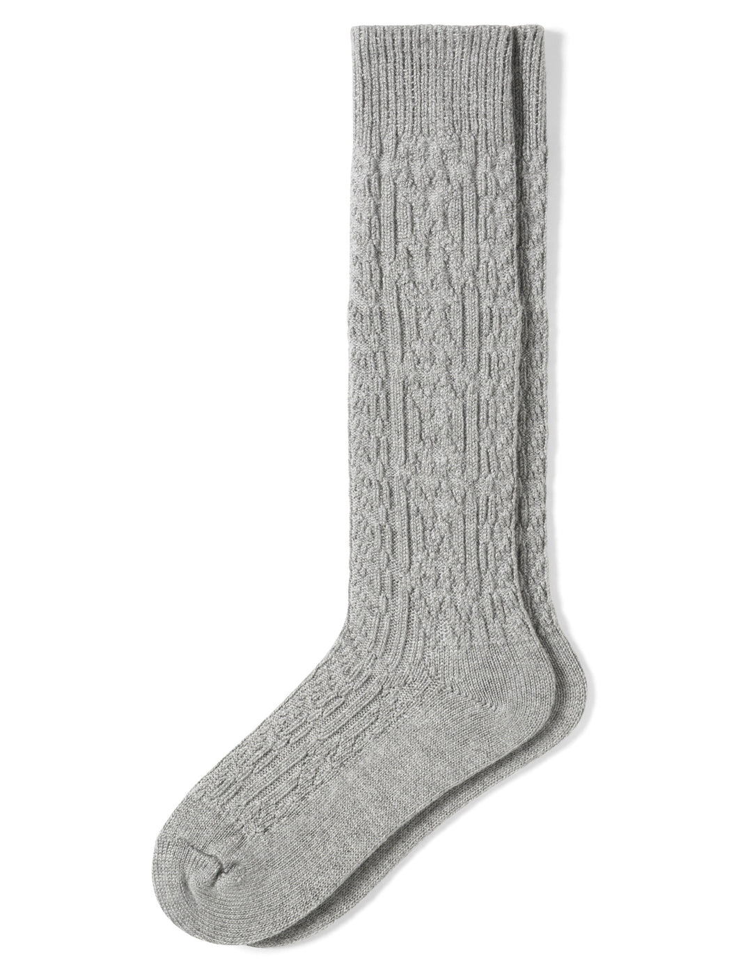 Gray knee-high sock on a white background