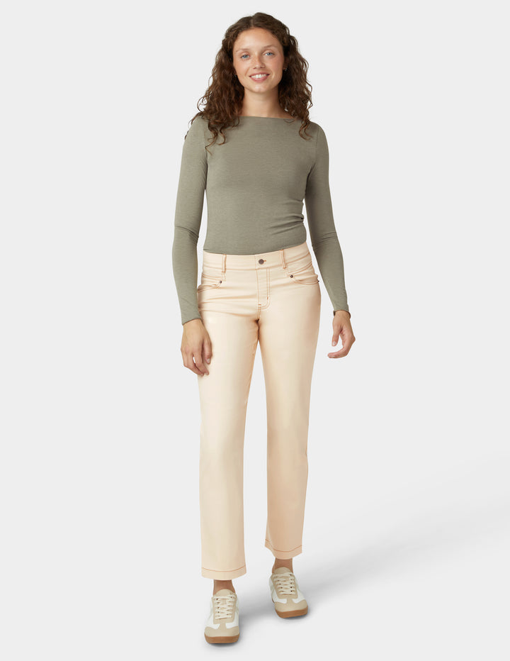 Crosshatch Denim Straight Leg Pant