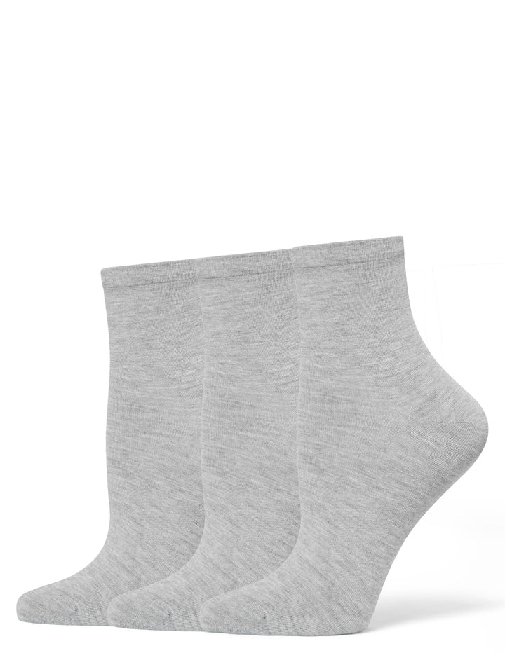 Three pairs of gray socks on a white background