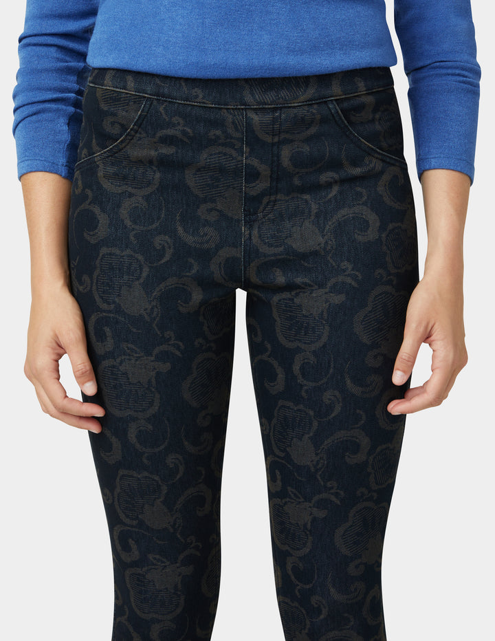 Etched Floral Denim Legging
