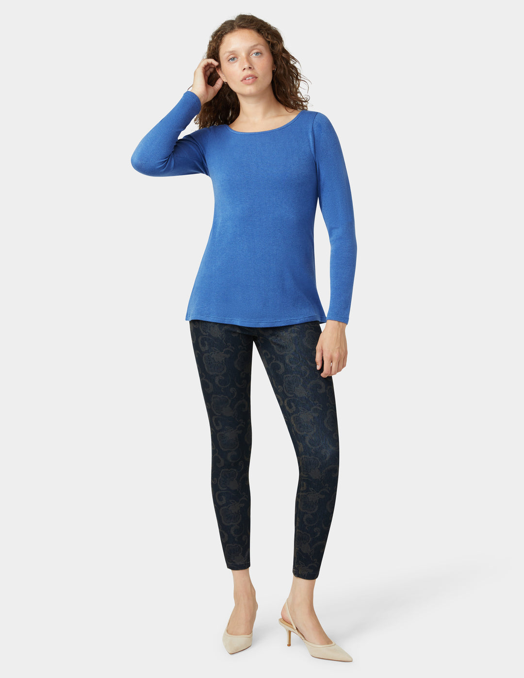 Etched Floral Denim Legging