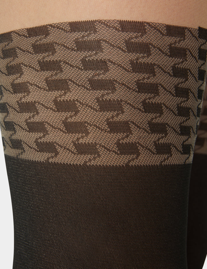 Close-up of a brown and black patterned fabric