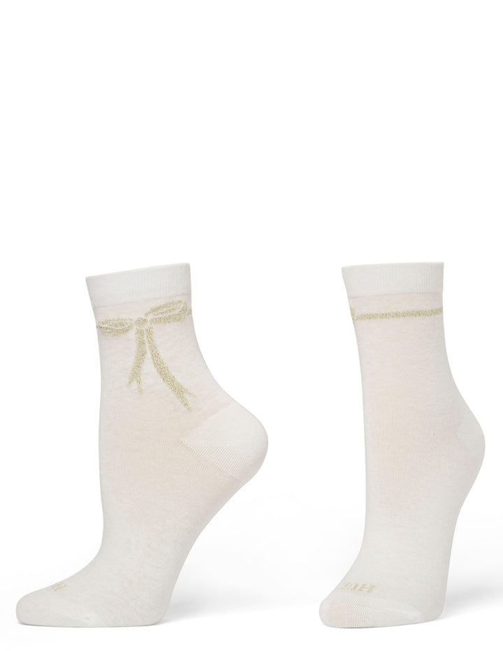 Pair of white socks with a subtle pattern on a white background