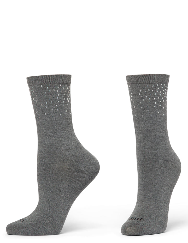Rhinestone Border Crew Sock