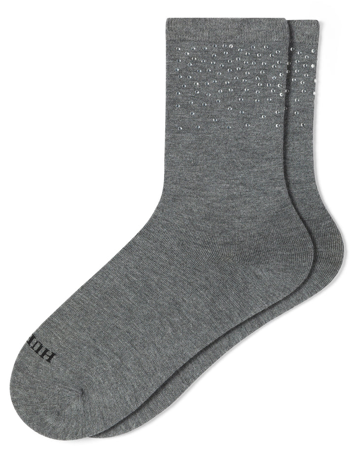 Rhinestone Border Crew Sock
