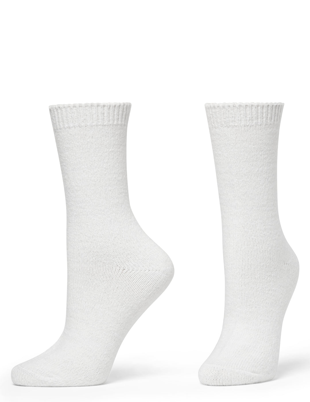 Two white socks on a white background