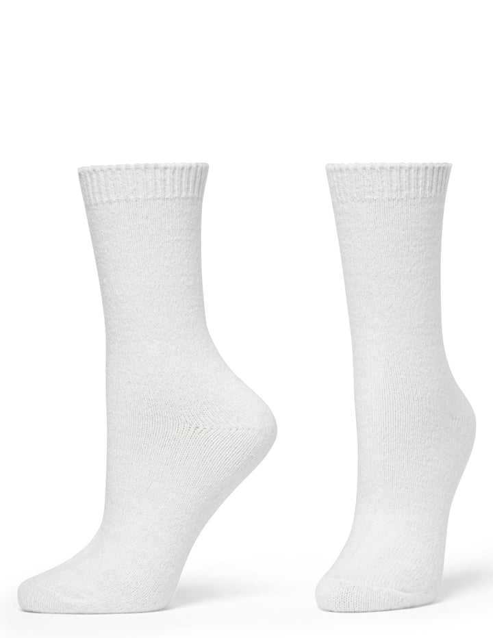 Two white socks on a white background