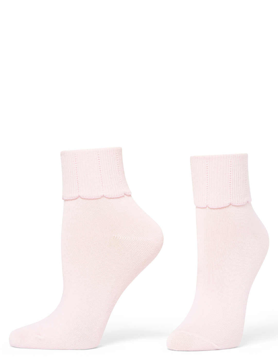 Pair of light pink socks on a white background