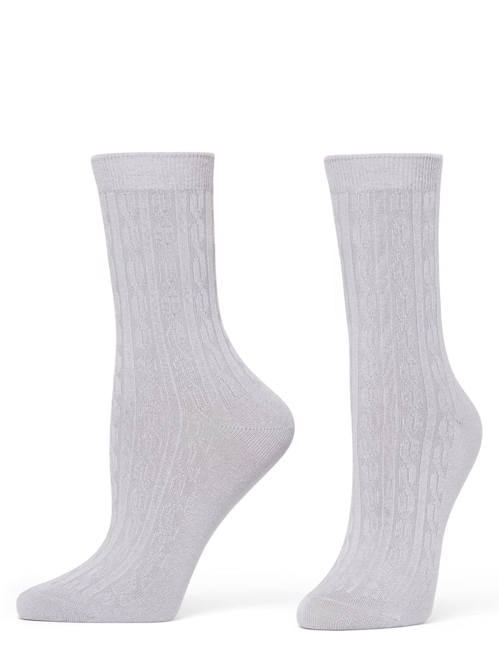 Pair of lavender socks on a white background