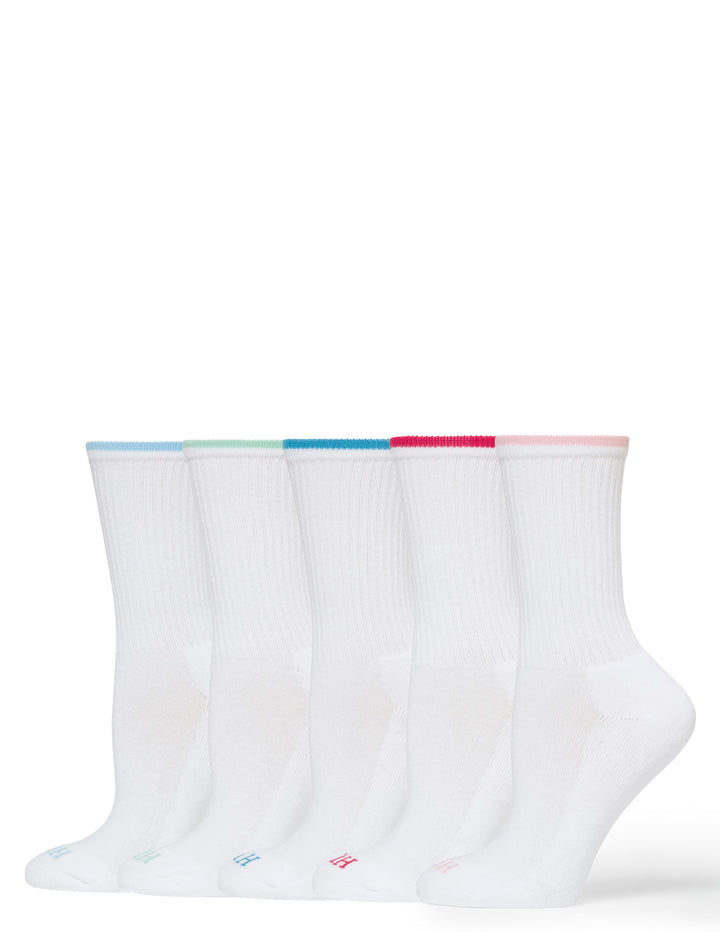 Set of white socks with colorful accents on a white background