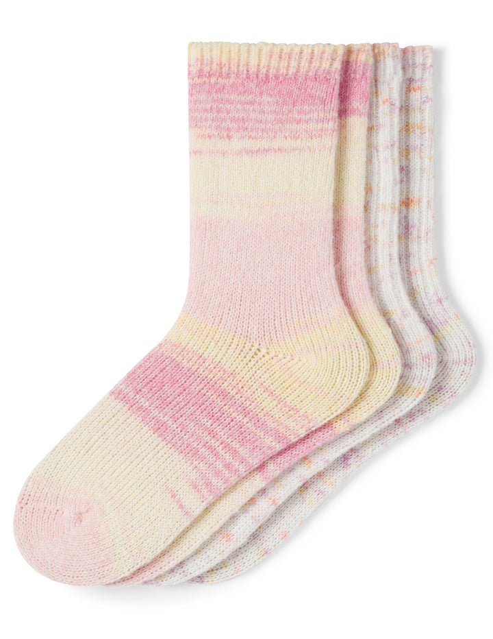 Striped Tweed Cozy Crew Sock 2 Pair Pack